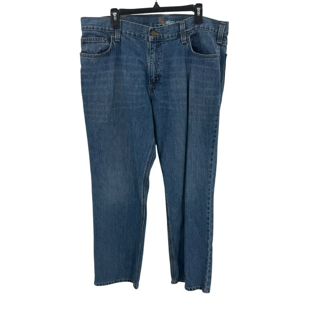 Carhartt Relaxed Straight Blue Denim Jeans Mens 40x31 Durable Workwear